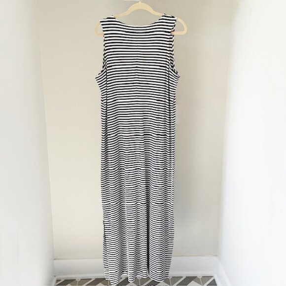 J. Jill Navy and White Striped Wearever Maxi Dress, NWT, Size Med Tall - Picture 2 of 6